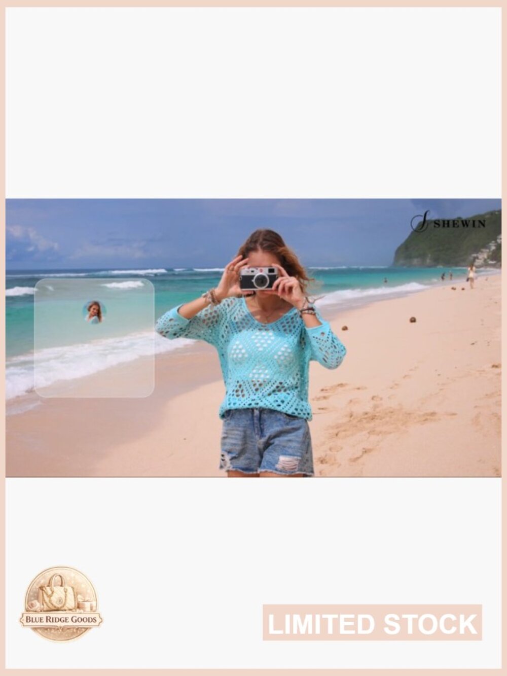 Crochet Hollow Out V-Neck Pullover Sweater Lightweight Boho Beach Cover Up 3/4 - Picture 7 of 7